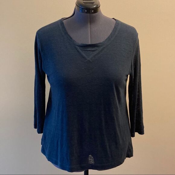 CLUB MONACO 100% Linen 3/4 Sleeve Top Blue XS EUC - Picture 1 of 6